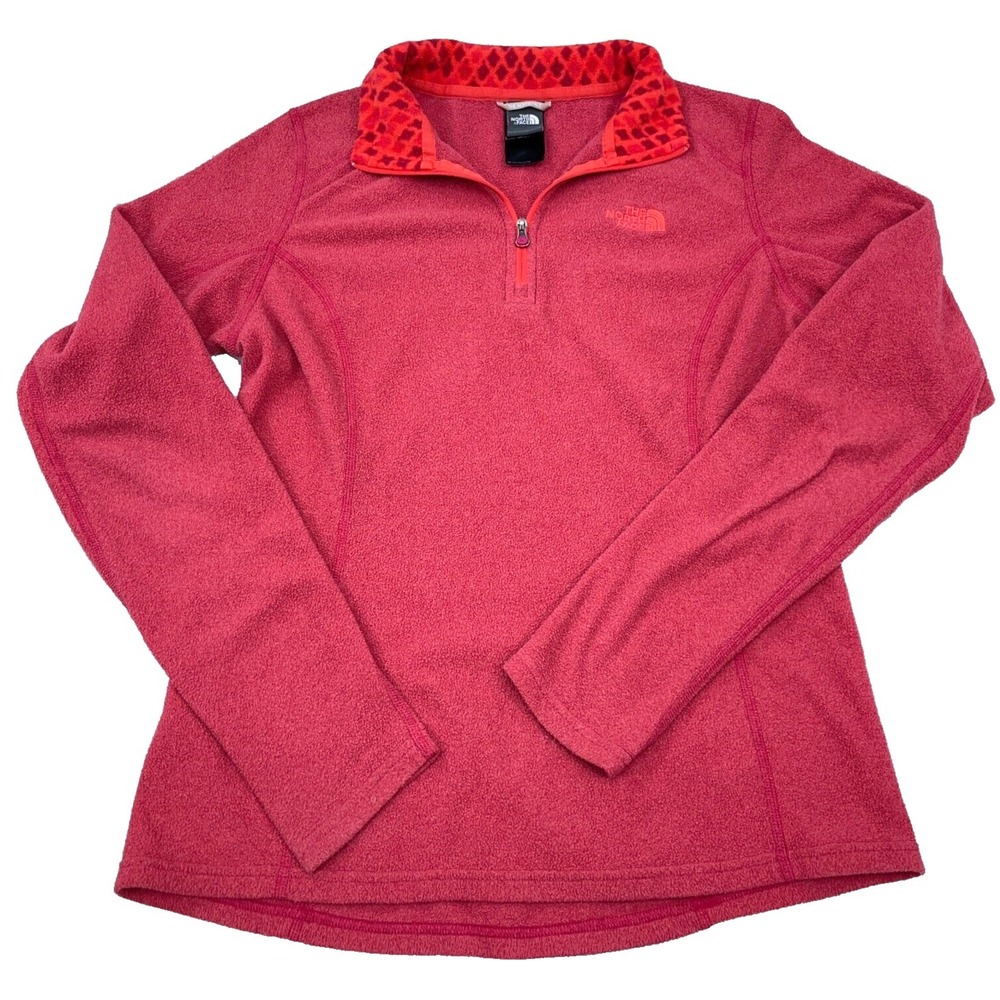 North Face Sweater Women Small Pink Fleece Pullover Quarter Zip Lightweight‎ *